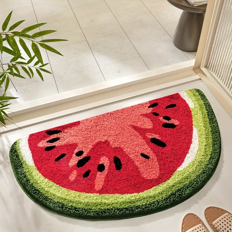 Semi Circular Watermelon, Lemon, Kiwi & Orange Bath Rugs