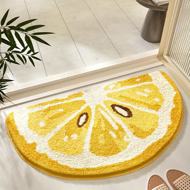 Semi Circular Watermelon, Lemon, Kiwi & Orange Bath Rugs