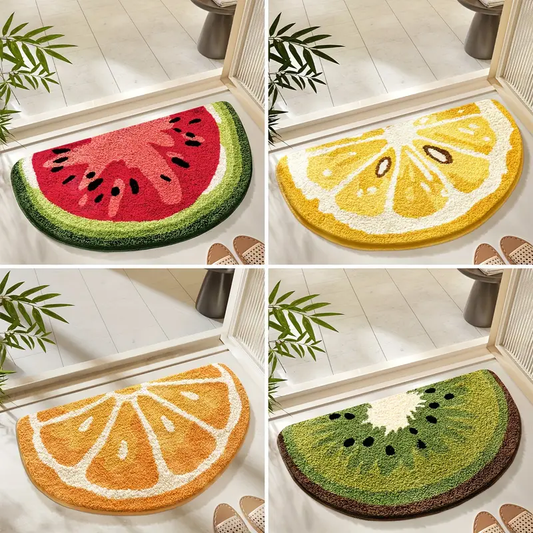 Semi Circular Watermelon, Lemon, Kiwi & Orange Bath Rugs